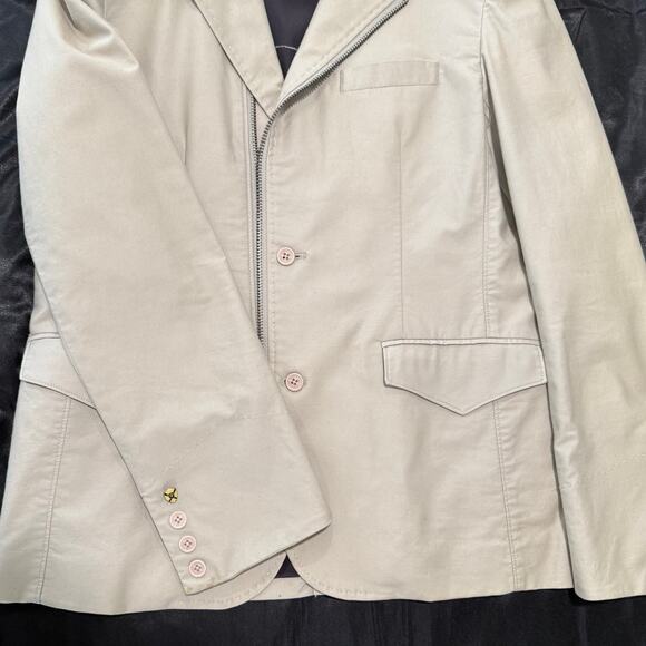 VNTG Men's House of Howe Couture Khaki/Beige Sports Jacket 2-button, zippered 40 - Picture 4 of 6